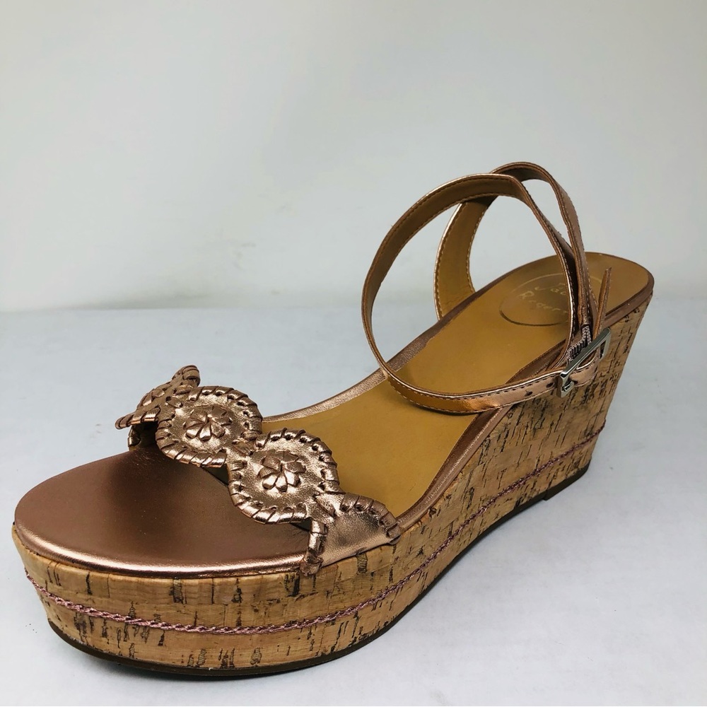 Jack Rogers Rose Gold Keri Cork Wedge Platform Sandals